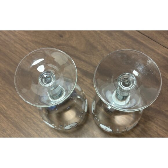 Libbey Snowman Christmas Themed Wine Glasses Set Of 2 Hand Painted Holiday - Picture 2 of 4